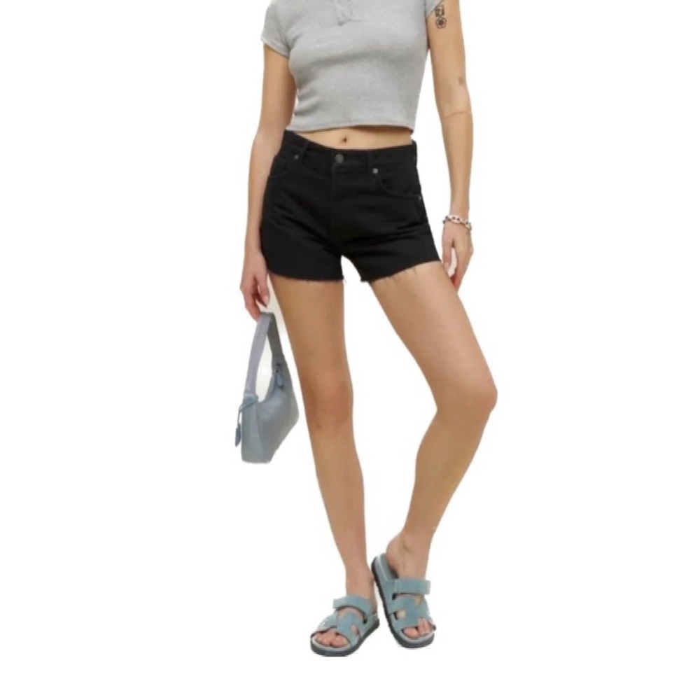 Reformation Charlie High Rise Denim Shorts Black 28